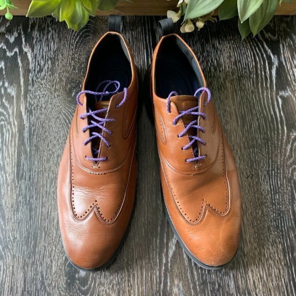 Cole Haan 3.ZERØGRAND Wingtip Oxford- Off-White or Purple Laces